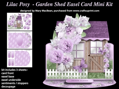 Lilac Posy - Garden Shed Easel Card MIni Kit