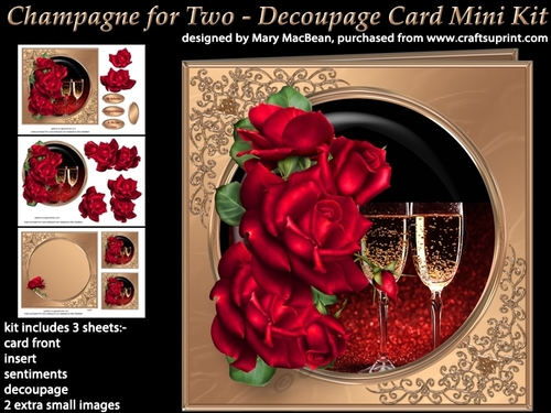 Champagne for Two - Decoupage Card Mini Kit