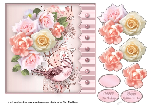 A Little Bird - Decoupage Card Front