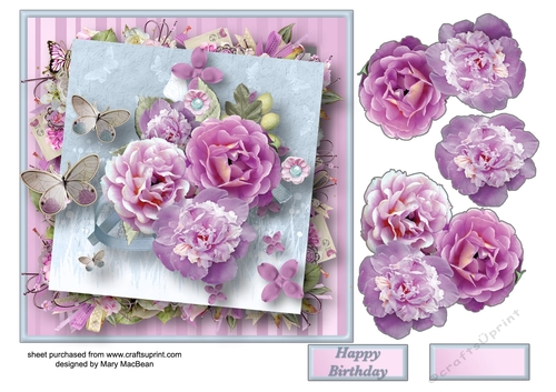 Shabby Posy - Decoupage Card Front