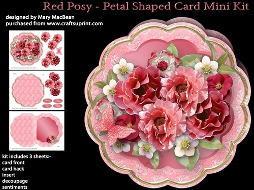 Red Posy - Petal Shaped Card Mini Kit