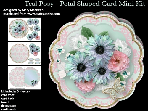 Teal Posy - Petal Shaped Card Mini Kit