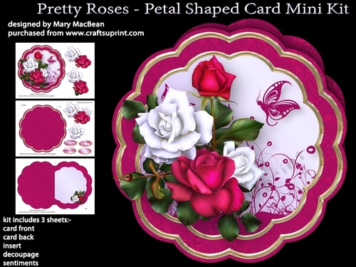 Pretty Roses - Petal Shaped Card Mini Kit