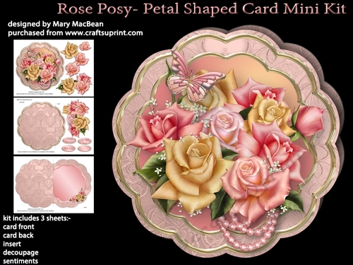 Rose Posy - Petal Shaped Card Mini Kit
