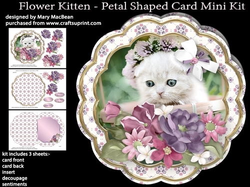 Flower Kitten - Petal Shaped Card Mini Kit
