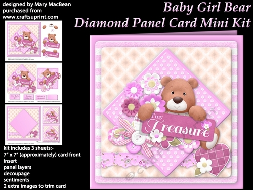 Baby Girl Bear - Diamond Panel Card Mini Kit