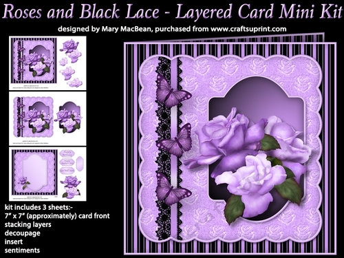 Roses and Black Lace - Layered Card Mini Kit