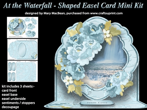 At the Waterfall - Shaped Easel Card
