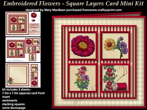 Embroidered Flowers - Square Layers Card Mini Kit