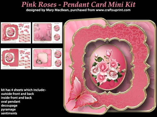Pink Roses - Pendant Card Mini Kit