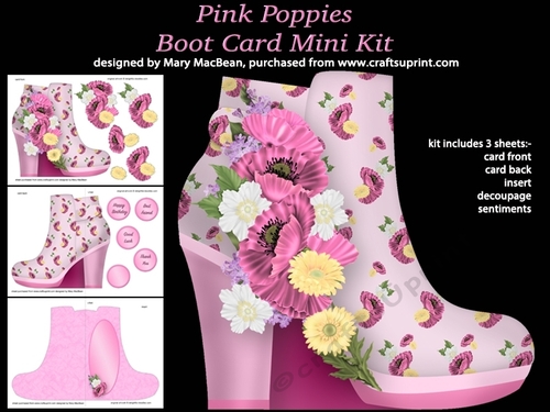 Pink Poppies Boot Card Mini Kit