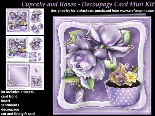 Cupcake and Roses - Decoupage Card Mini Kit