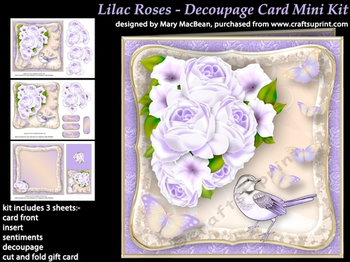Lilac Roses - Decoupage Card Mini Kit