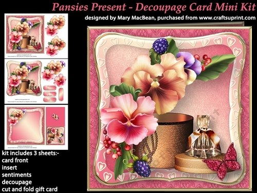 Pansies Present - Decoupage Card Mini Kit