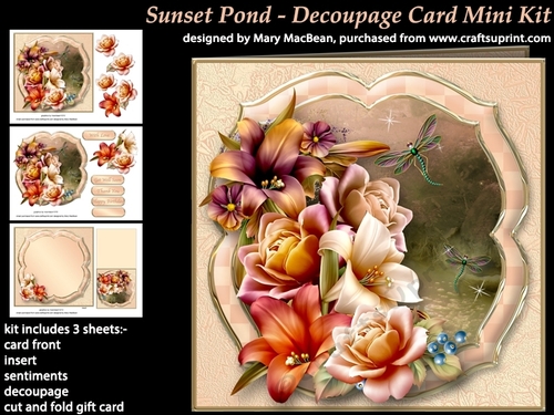 Sunset Pond - Decoupage Card MIni Kit