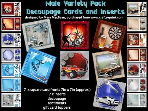 Male Variety Pack Decoupage Cards and Inserts