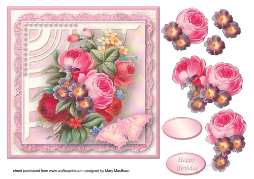 Vintage Bouquet Decoupage Card
