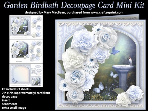 Garden Birdbath Decoupage Card Mini Kit