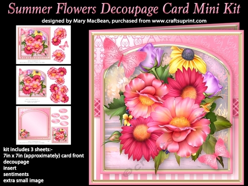 Summer Flowers Decoupage Card Mini Kit