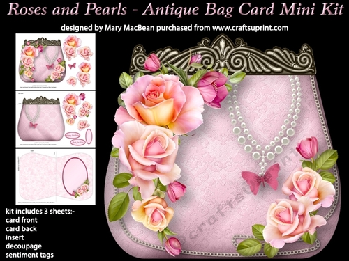 Roses and Pearls - Antique Bag Card MIni Kit