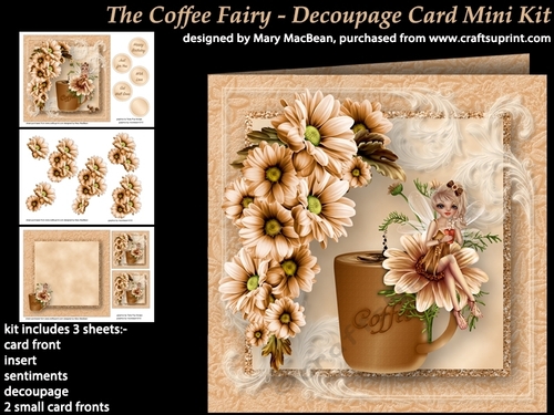 The Coffee Fairy - Decoupage Card Mini Kit