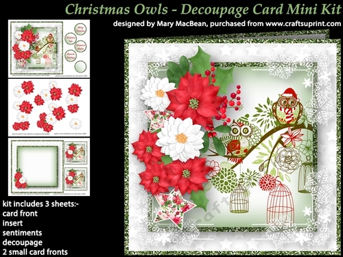 Christmas Owls - Decoupage Card Mini Kit