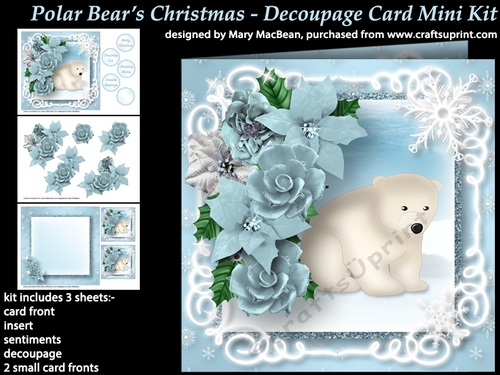 Polar Bears Christmas - Decoupage Card Mini Kit