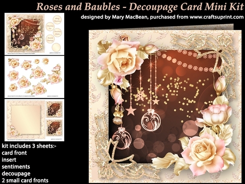 Roses and Baubles - Decoupage Card Mini Kit