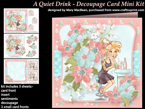 A Quiet Drink Decoupage Card Mini Kit