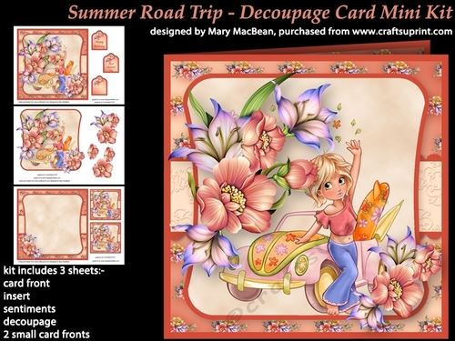 Summer Road Trip Decoupage Card Mini Kit