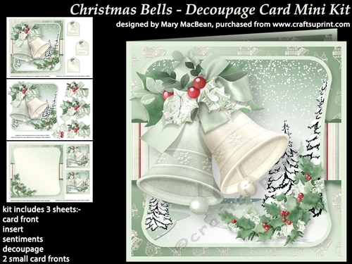 Christmas Bells - Decoupage Card Mini Kit