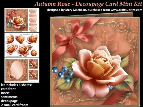 Autumn Rose - Decoupage Card Mini Kit