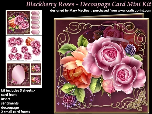 Blackberry Roses - Decoupage Card Mini Kit