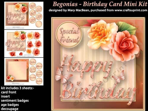 Begonias - Birthday Card Mini Kit