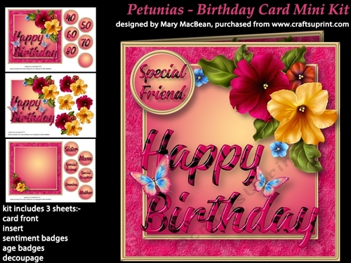 Petunias - Birthday Card Mini Kit