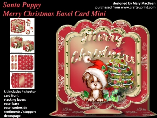 Santa Puppy - Merry Christmas Easel Card Mini Kit