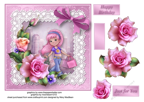 An Afternoons Shopping Decoupage Card Front