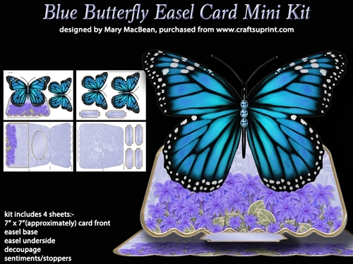 Blue Butterfly Easel Card Mini Kit