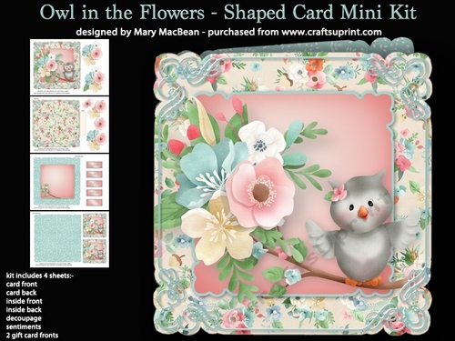 Owl in the Flowers - Shaped Card Mini Kit