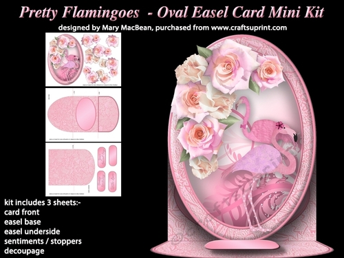 Pretty Flamingoes - Oval Easel Card Mini Kit