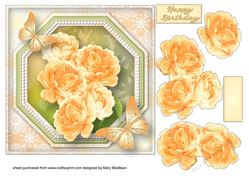 Yellow Roses - Octagon Frame Card Front
