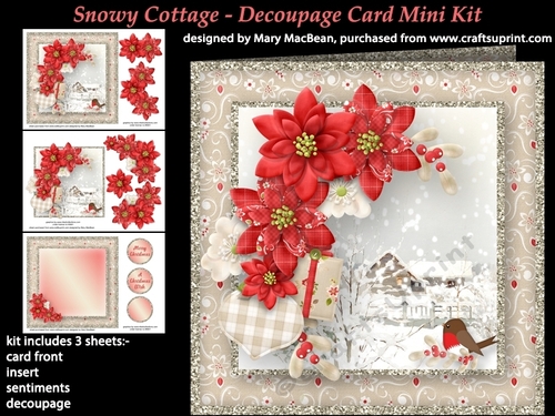 Snowy Cottage - Decoupage Card Mini Kit