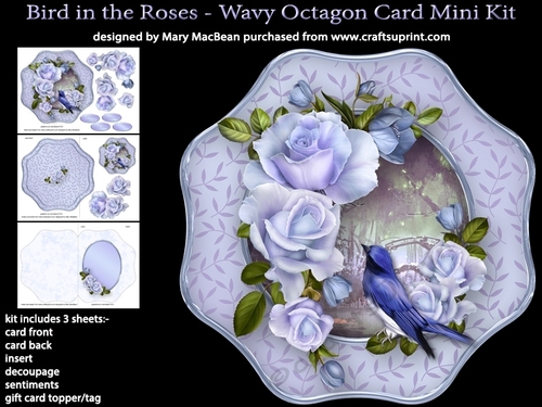 Bird in the Roses - Wavy Octagon Card Mini Kit