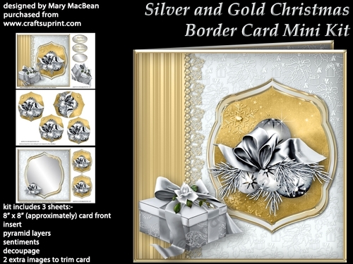 Silver and Gold Christmas Border Card Mini Kit