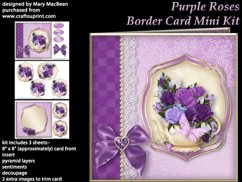 Purple Roses Border Card Mini Kit