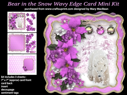 Bear in the Snow Wavy Edge Card Mini Kit