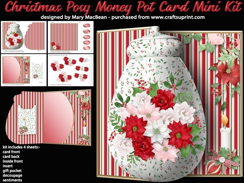 Christmas Posy - Money Pot Card With Gift Pocket Mini Kit