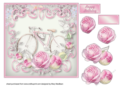 Vintage Bicycle Decoupage Card Front