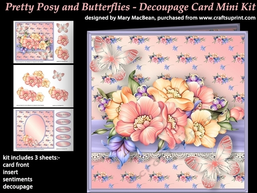 Pretty Posy and Butterflies - Decoupage Card Mini Kit