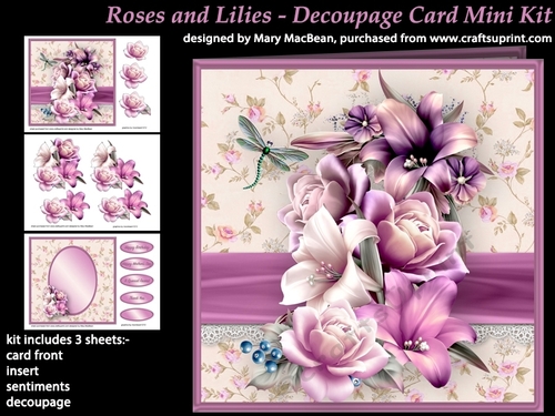 Roses and Lilies - Decoupage Card Mini Kit